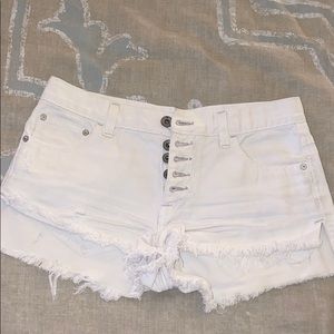 Free People White Jean Shorts
